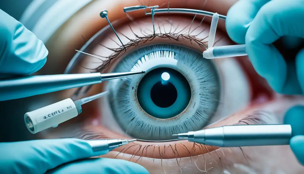 Calcium deposits near eye surgical options
